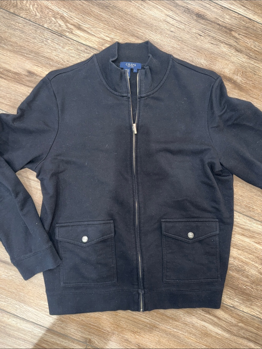 Chaps Womens Black Zip-Up Sweater Jacket Vintage Ralph Lauren